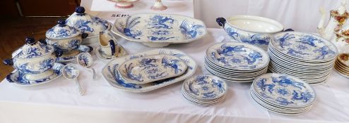 Victorian  blue and white "Chinese Dragon" earthenware dinner service