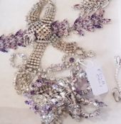 A diamante necklace and other costume jewellery with matching necklace and earrings (1 box)