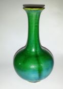 Chinese green and blue glazed tall necked vase, 16cm high