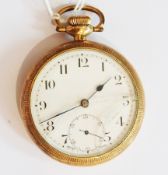 A rolled-gold gentleman's half-hunter pocket watch, with enamel dial and subsidiary seconds hand