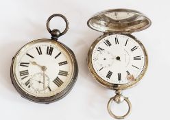 An 800 silver-cased pocket watch, with Swiss movement together with a silver-cased open-faced pocket