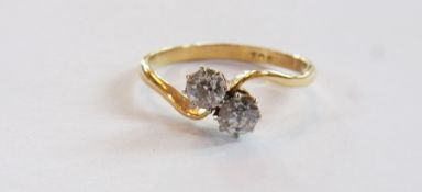 18ct gold and two-stone diamond ring