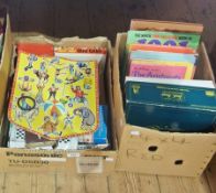 Quantity of children's books, boxed games, and other toys (2 boxes)