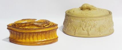 Victorian stoneware pie dish and cover (af) and another No.3 (2)