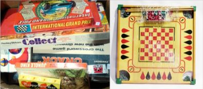 Quantity of assorted games to include dominoes, boule, various boxed games (1 box)