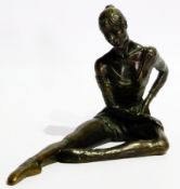 A bronzed figure of a seated ballerina signed to base John Letts, 52/100, height 11cms