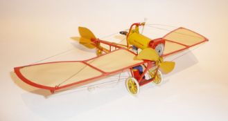 German DBS reproduction tinplate Kranich 310 biplane, boxed after the original by Lehmann