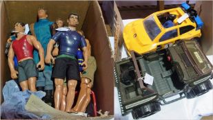 Quantity of assorted action men, with bike, tank and other equipment (1 box), an Action Man One