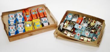 Quantity Japanese tinplate 1960's emergency cars, quantity of tinplate model police helicopters,