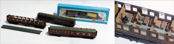 An Airfix railway system 00 gauge loco and tender, boxed, together with four coaches of various (5)