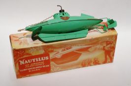 1970's Sutcliffe green tinplate clockwork model submarine "Nautilius" from Walt Disney's 20,000
