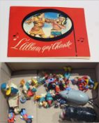 1958 phonoscope "L'Album qui Chante", an album of Disney card records, and a quantity of plastic