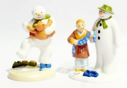Two Coalport Snowman models viz:- "Dancing with Teddy" and "The Gift"