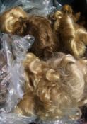 Quantity of dolls wigs and stands (1 box)