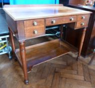 Victorian mahogany washstand having quadrant mould edge, fitted an arrangement of one long and