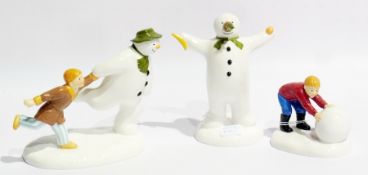 Three Coalport The Snowman models, "The Wrong Nose", "Building the Snowman" and "The Adventure