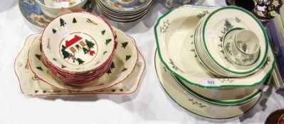Masons "Christmas Village" bowls and other items, Spode "Christmas Tree" bowl, plates, etc., a