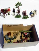 Quantity of Britain's farmyard figures to include cattle, horses, chicken coop, well, blacksmith,