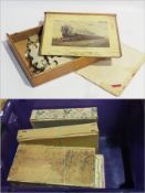 Various puzzles to include "Locomotive Dissected Puzzles" in wooden box, "The Village Match"