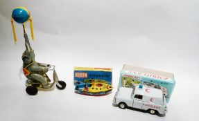 Chinese modern tinplate propeller plane, boxed, Chinese tinplate push and go dog, boxed, Indian