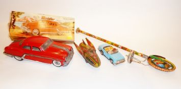 Minister Deluxe, in red (boxed), Kaka tinplate "Super Rock", Chinese tinplate car