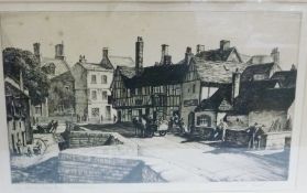 Etching
George Grainger Smith
"The Black Bear in Tewkesbury", signed 
another of black and white