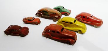 1930's to 1950's Japanese tinplate cars (7) (1 box)