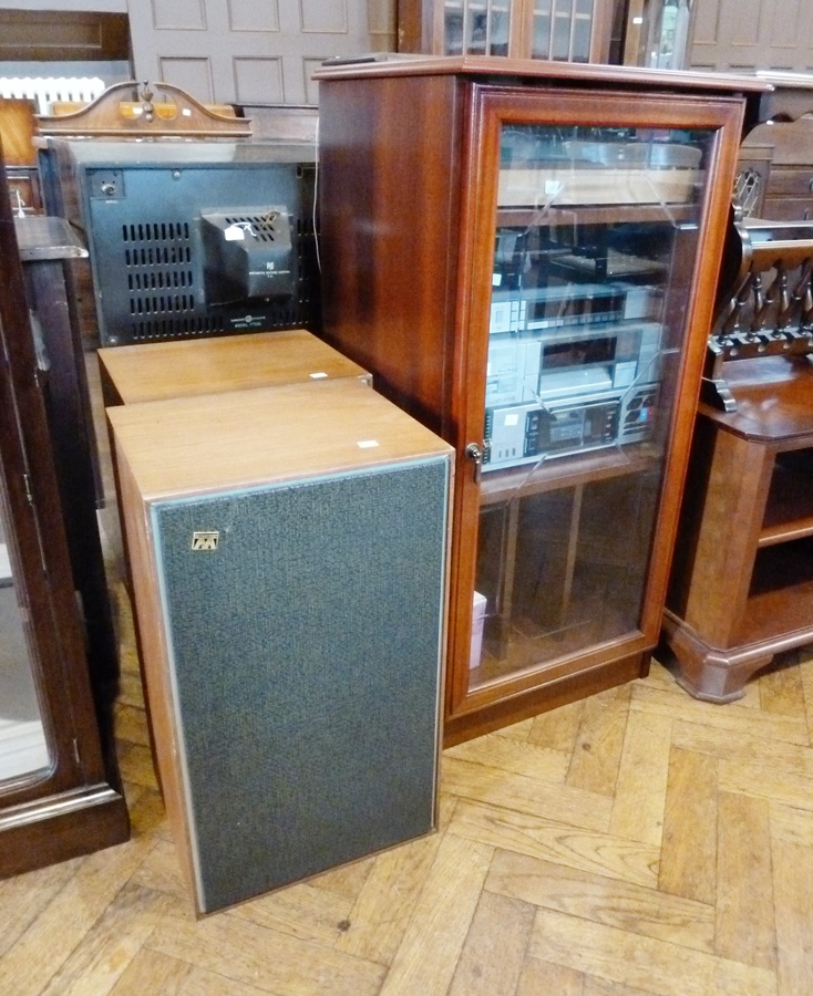 Modern polished wood hifi unit with Thorens turntable, Philips CD player, Akai tuner, amplifier