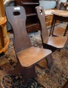 Pair stained pine chairs (2)