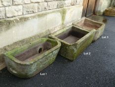 Large square stone trough, 74 x 30 cm