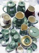 Quantity of Denby style ware to include condiment sets, jugs, egg cups, coffee pots, etc.