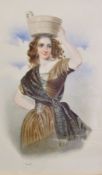 Watercolour drawing
I or J Smith
Miniature half length portrait of a Highland girl, signed,