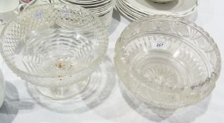 Two cut glass circular bowls, on circular bases