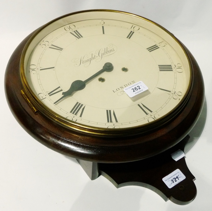 Victorian style polished wood dial wall clock, the circular dial inscribed "Knight and Gibbins,