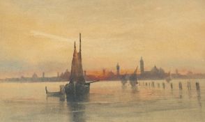 Watercolour
Early 20th Century School
Venice lagoon, at sunset, monogrammed and dated 1901, 18 x