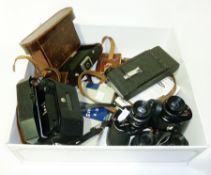 Pair binoculars, Kershaw, "Penguin" camera, vintage Kodak camera and other camera items