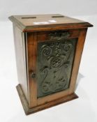 Edwardian smoker's cabinet with hinged lid, interior with single drawer enclosed by chrome panel