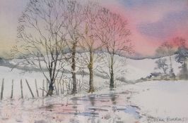 Watercolour
Gillian Burrows (Contemporary)
Winter Reflections,  signed and dated 1988, 18 x 27cm