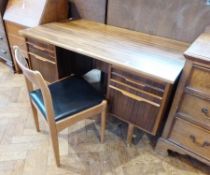 Morris of Glasgow rosewood desk, with two drawers either side of the kneehole, together with a