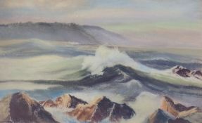Watercolour
Molly Secret (Contemporary)
Study of a rocky shoreline with stormy seas, signed, 29 x