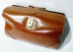 Leather and brass briefcase