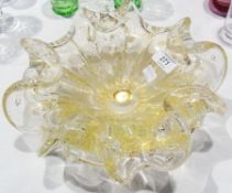 Murano clear glass bowl "Bigadlia" with gold leaf spray decoration, 29cm wide