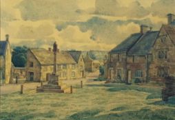 Watercolour
James W Tucker (Contemporary) (1898-1972)
Spring morning in Cotswold village, Guiting