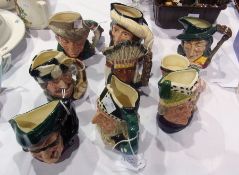 Eight Doulton character jugs, medium and another Lancaster character jug