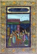 Persian watercolour drawing 
Young woman in garden with female attendants
Framed and glazed 
31cm