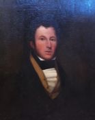 Oil on canvas
19th Century English School
Half-length portrait of a gentleman with stock collar, and