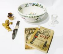 19th century toastmaster glass with panelled bowl, Portmeiron botanic garden salad bowl, Doulton