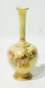 Edwardian Royal Worcester china vase, having a slender neck with everted rim, gilt foliate