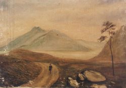Oil on canvas
19th century English School 
Scottish Loch scene, dated June 1893 on verso,
