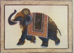 Watercolour
Study of an Indian elephant in ceremonial dress, 37 x 52cm, together with a